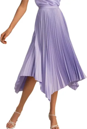 Skirts for Women Pleated Midi Skirt for Women Asymmetrical Silk Lining Elastic Waist Bottom