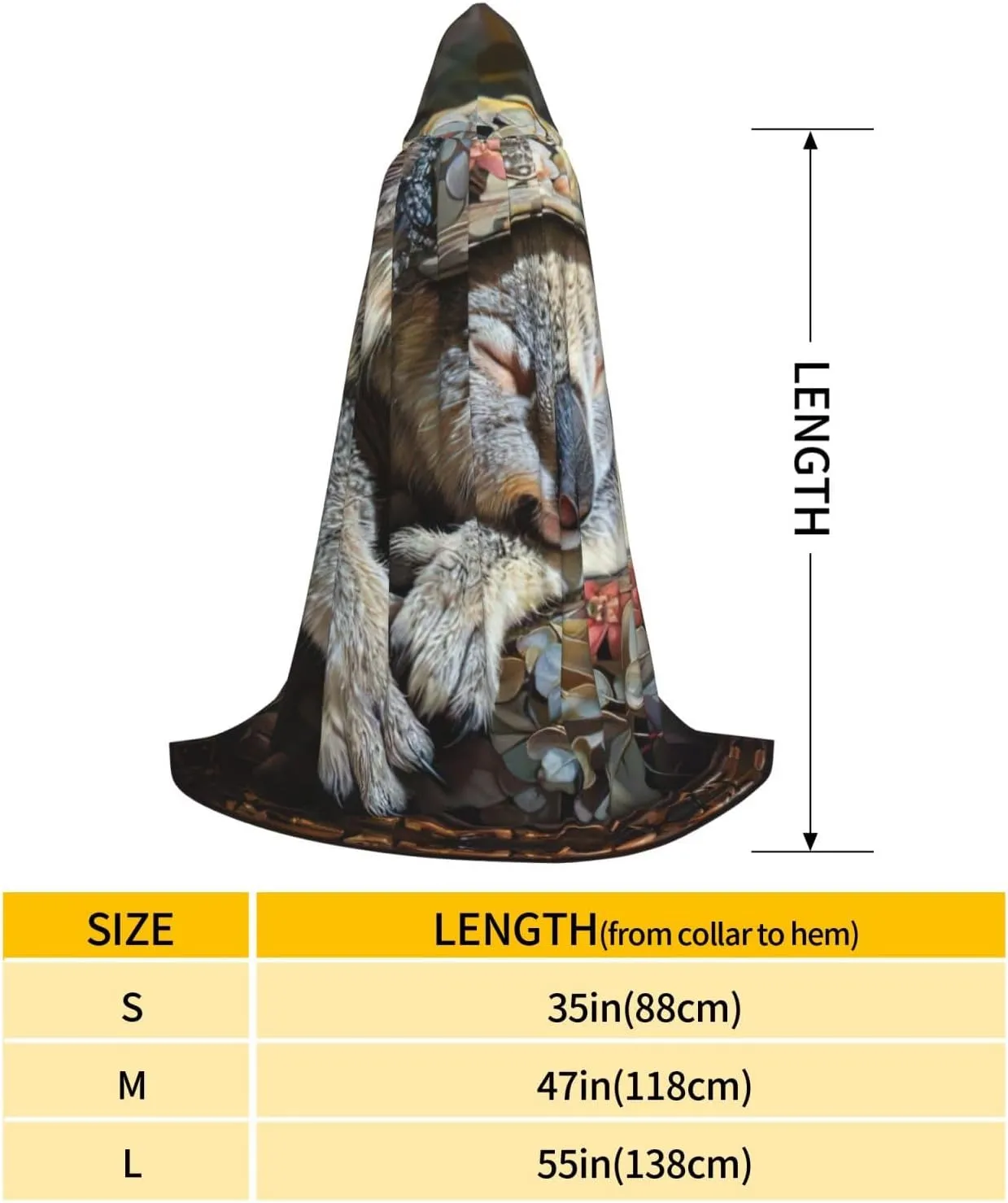 sleeping koala cap print Hooded Renaissance Cape for Women Men,Adult Medieval Cloak,Viking Cloak Wizard Hooded Robe