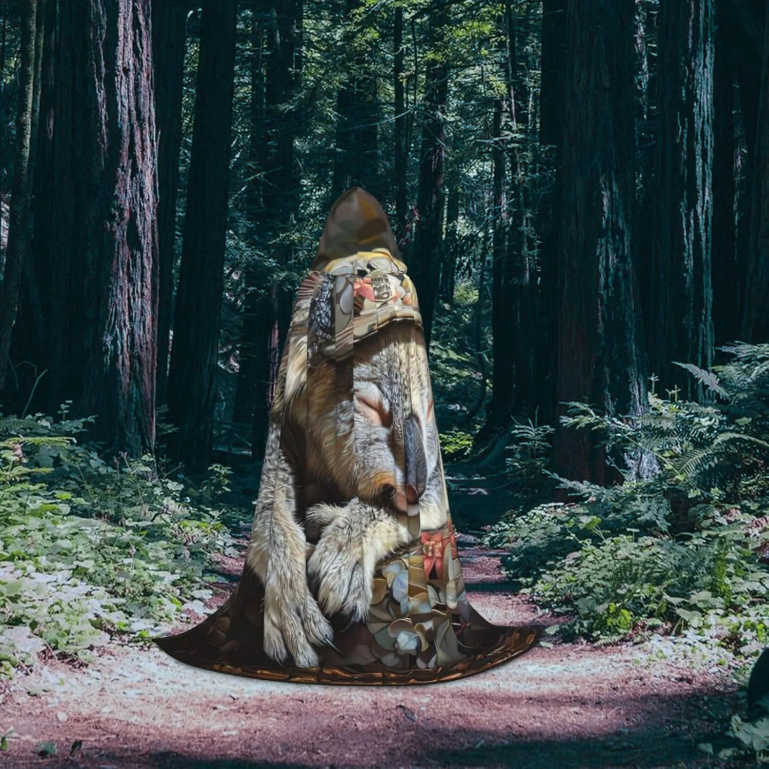 sleeping koala cap print Hooded Renaissance Cape for Women Men,Adult Medieval Cloak,Viking Cloak Wizard Hooded Robe