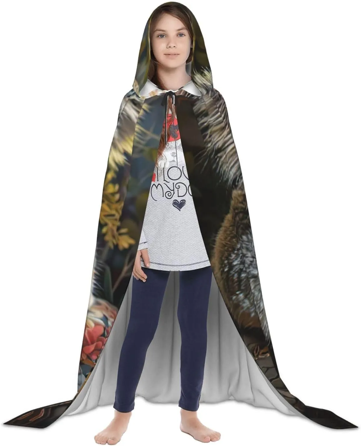 sleeping koala cap print Hooded Renaissance Cape for Women Men,Adult Medieval Cloak,Viking Cloak Wizard Hooded Robe