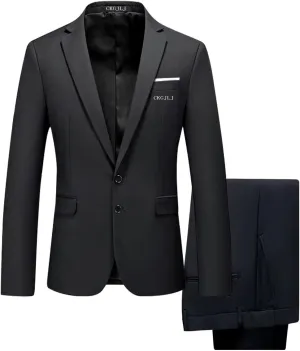 Slim Fit Suit Men 2 Piece Suits Sets Wedding Classic Groomsmen Suits Two Button Solid Prom Wedding Party Evening