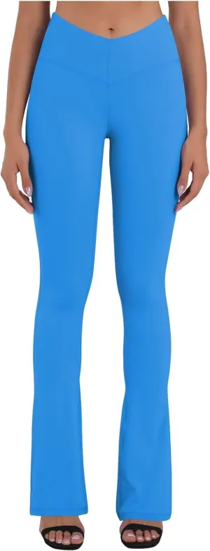 Sunzel Mini Flare Leggings for Women V Crossover Mid Rise Workout Flared Yoga Pants with Tummy Control and Wide Leg