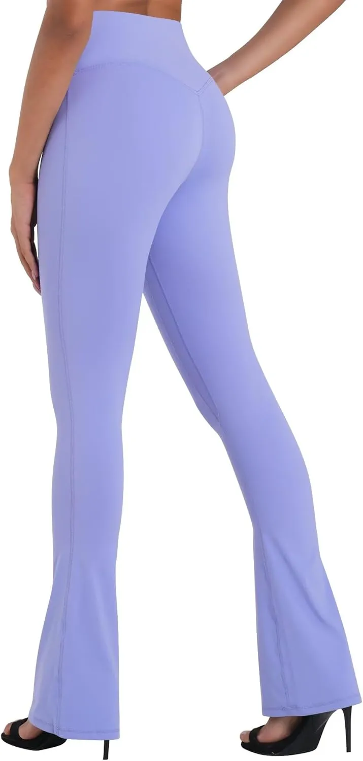 Sunzel Mini Flare Leggings for Women V Crossover Mid Rise Workout Flared Yoga Pants with Tummy Control and Wide Leg