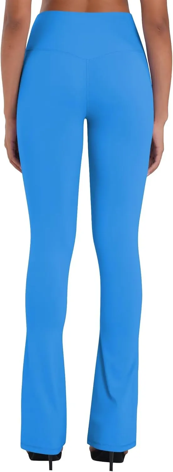 Sunzel Mini Flare Leggings for Women V Crossover Mid Rise Workout Flared Yoga Pants with Tummy Control and Wide Leg