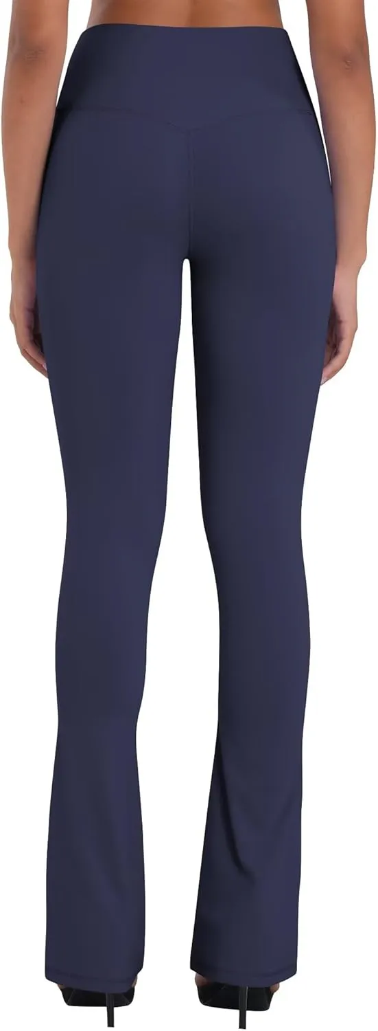 Sunzel Mini Flare Leggings for Women V Crossover Mid Rise Workout Flared Yoga Pants with Tummy Control and Wide Leg