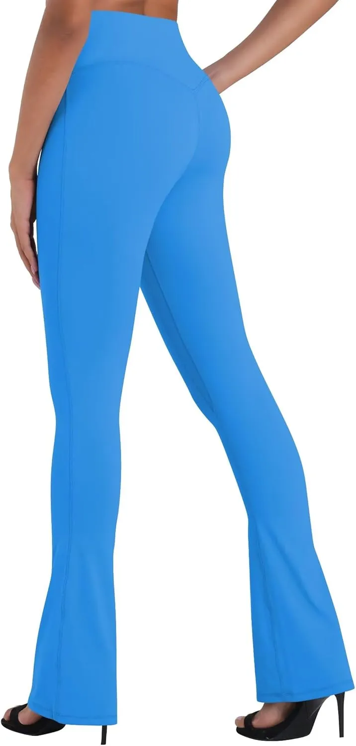 Sunzel Mini Flare Leggings for Women V Crossover Mid Rise Workout Flared Yoga Pants with Tummy Control and Wide Leg