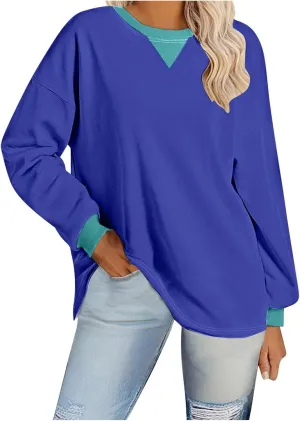 Sweatshirts for Women Oversized Loose Hoodie Long Sleeve Crew Neck Drop Shoulder Pullover Fall Womens Fashion Top