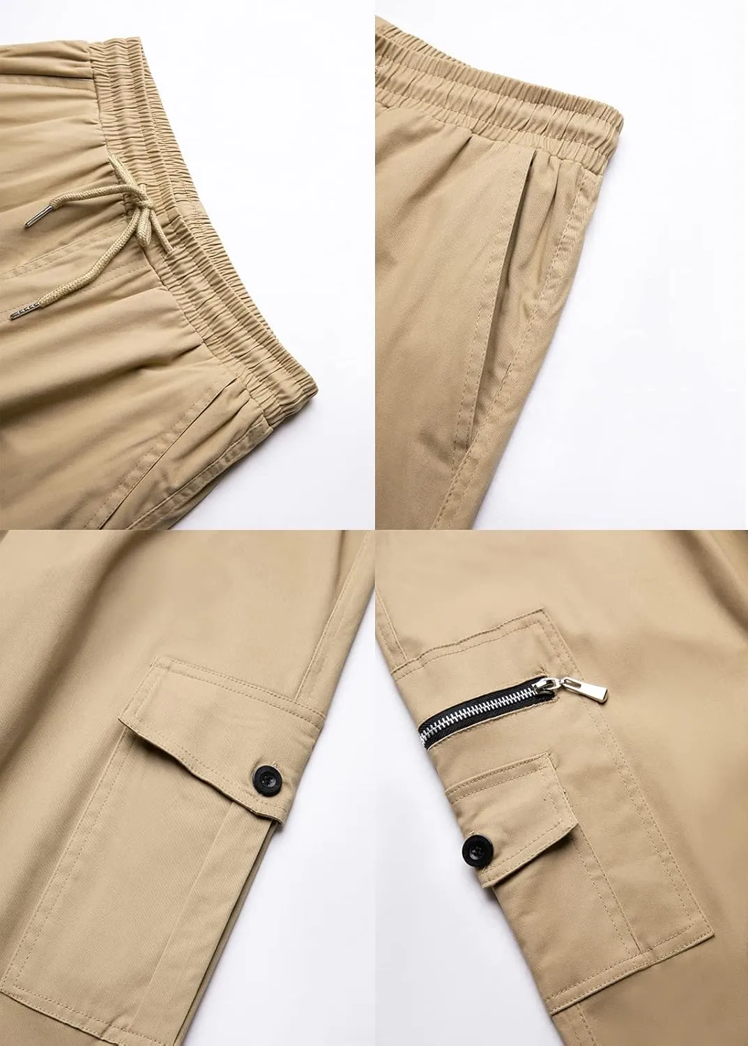 THWEI Mens Cargo Pants Casual Drawstring Athletic Jogger Sports Outdoor Trousers