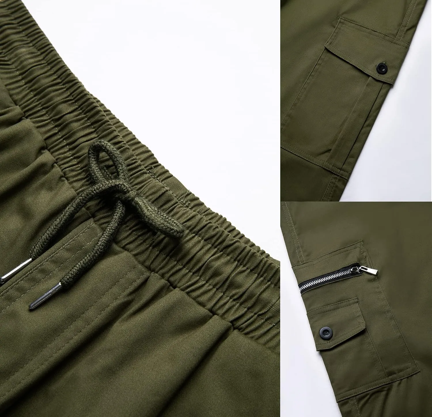 THWEI Mens Cargo Pants Casual Drawstring Athletic Jogger Sports Outdoor Trousers