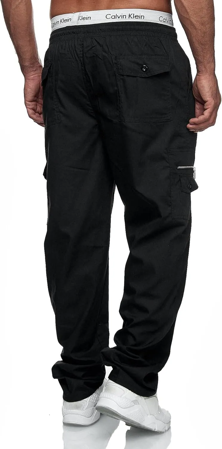 THWEI Mens Cargo Pants Casual Drawstring Athletic Jogger Sports Outdoor Trousers