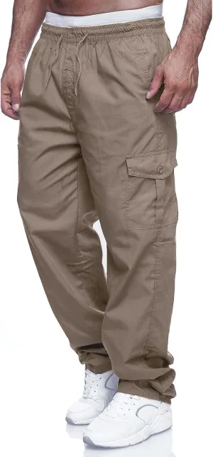 THWEI Mens Cargo Pants Casual Drawstring Athletic Jogger Sports Outdoor Trousers
