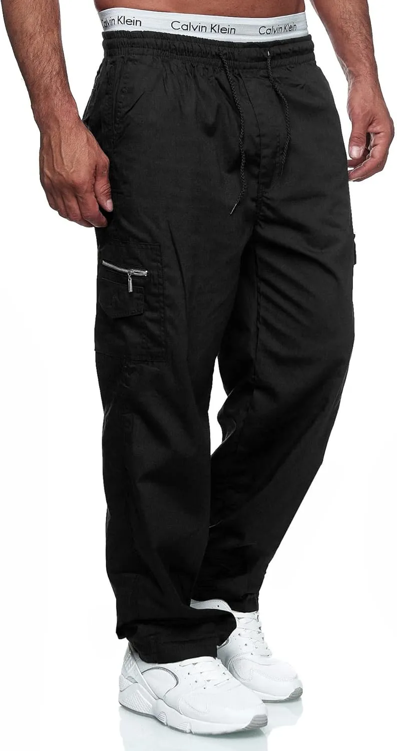 THWEI Mens Cargo Pants Casual Drawstring Athletic Jogger Sports Outdoor Trousers