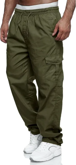 THWEI Mens Cargo Pants Casual Drawstring Athletic Jogger Sports Outdoor Trousers