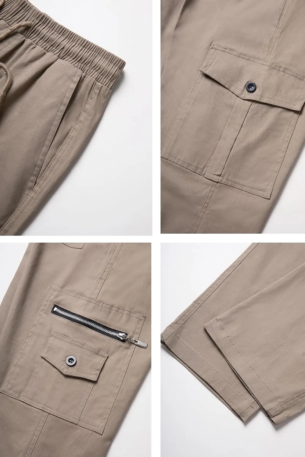 THWEI Mens Cargo Pants Casual Drawstring Athletic Jogger Sports Outdoor Trousers