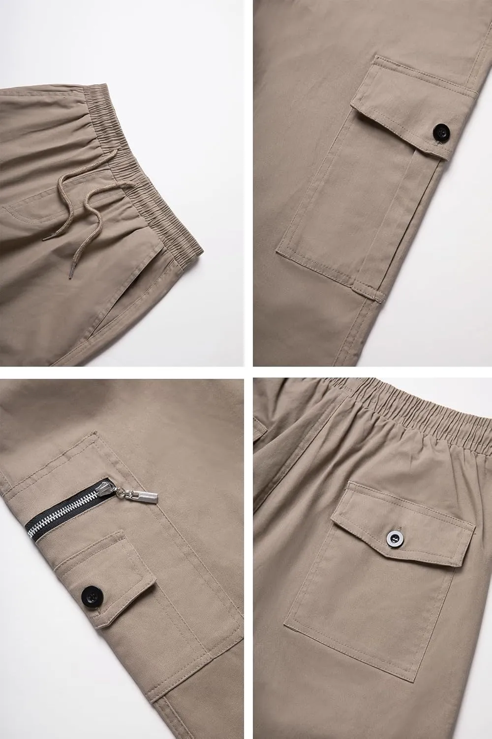 THWEI Mens Cargo Pants Casual Drawstring Athletic Jogger Sports Outdoor Trousers