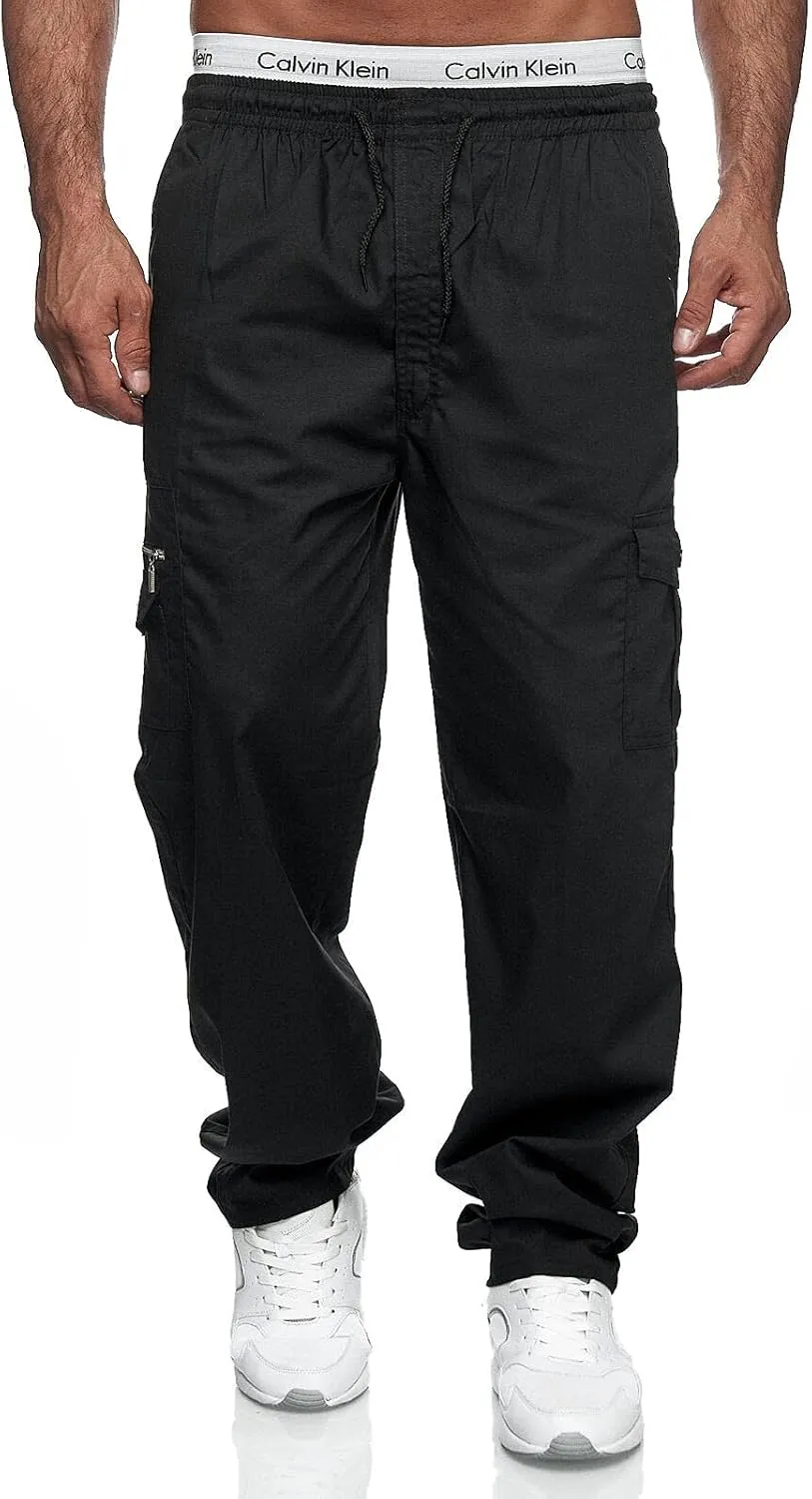 THWEI Mens Cargo Pants Casual Drawstring Athletic Jogger Sports Outdoor Trousers