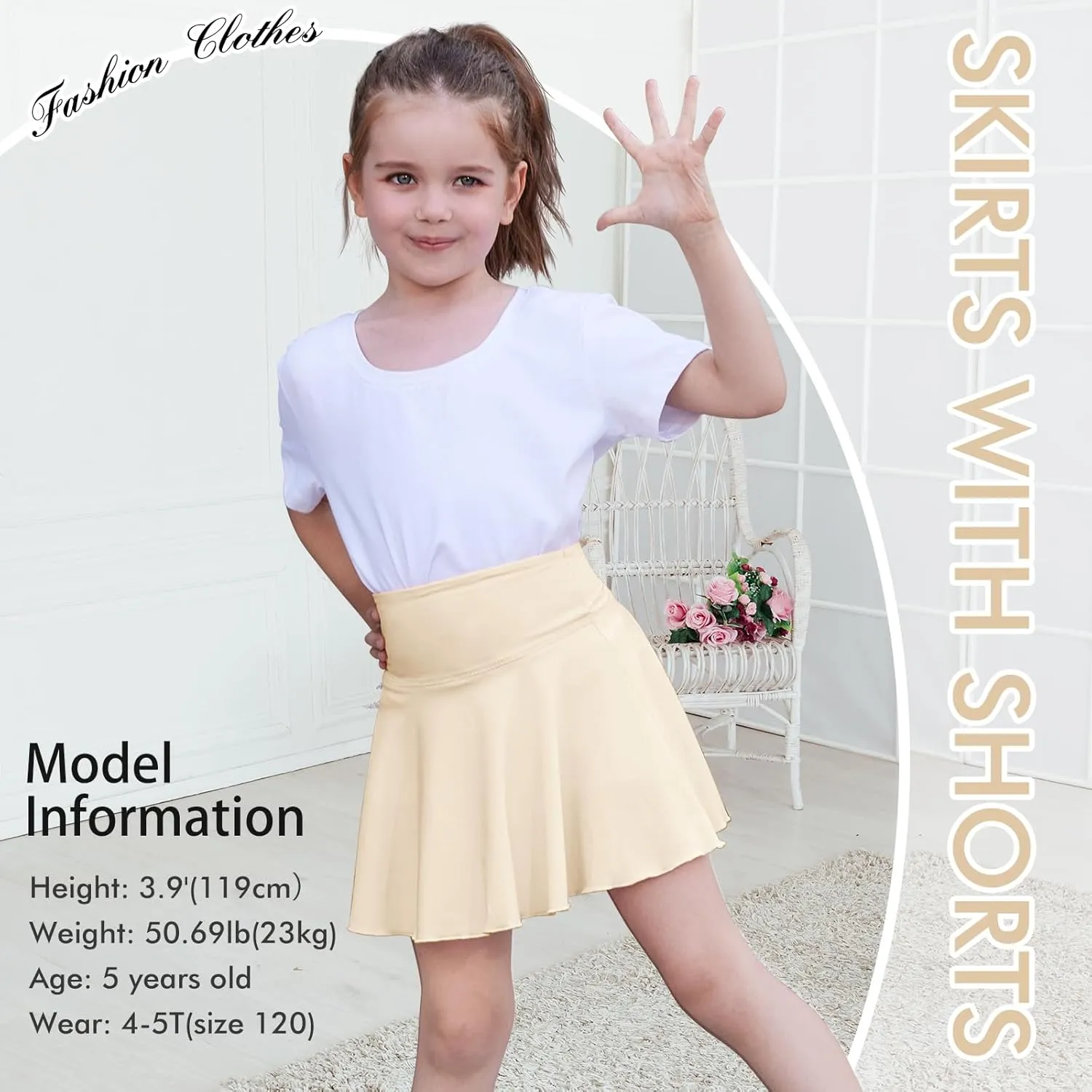 Toddler Baby Girl Skirts Flared Girls Mini Skorts Stretch Tennis Skater Uniform Athletic Skirts with Shorts Pockets