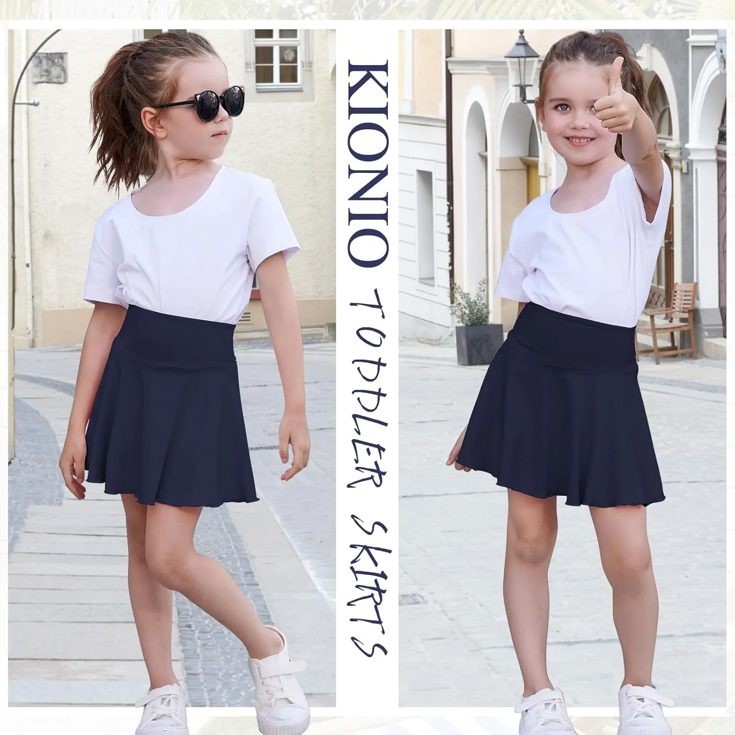 Toddler Baby Girl Skirts Flared Girls Mini Skorts Stretch Tennis Skater Uniform Athletic Skirts with Shorts Pockets