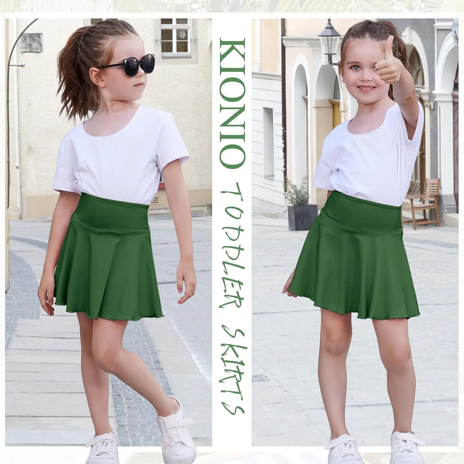 Toddler Baby Girl Skirts Flared Girls Mini Skorts Stretch Tennis Skater Uniform Athletic Skirts with Shorts Pockets