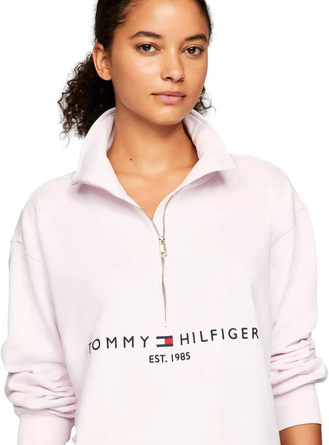 TOMMY HILFIGER Women's Half-Zip Embroidered Logo Sweatshirt Collection 2025