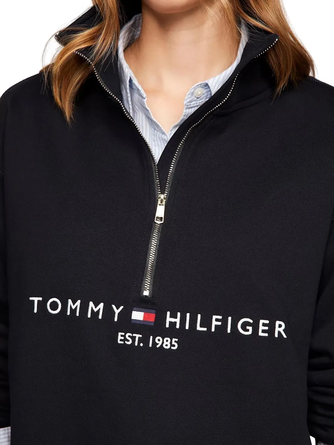 TOMMY HILFIGER Women's Half-Zip Embroidered Logo Sweatshirt Collection 2025