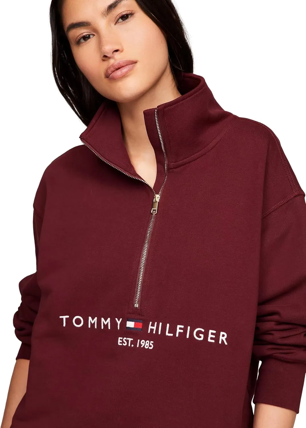 TOMMY HILFIGER Women's Half-Zip Embroidered Logo Sweatshirt Collection 2025