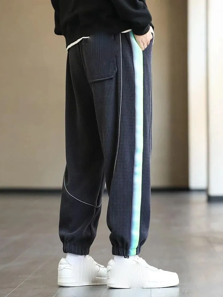 USTZFTBCL Men's Sweatpants Corduroy Joggers Gradient Color Streetwear Baggy Harem Pants Casual Jogger Trousers
