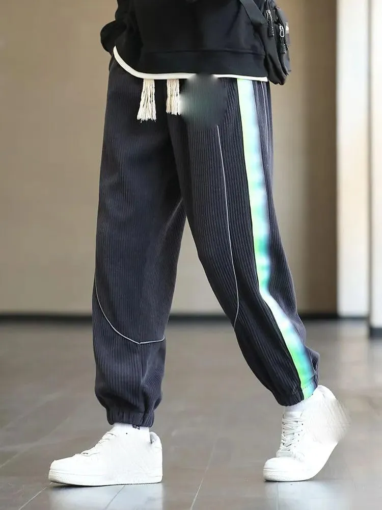 USTZFTBCL Men's Sweatpants Corduroy Joggers Gradient Color Streetwear Baggy Harem Pants Casual Jogger Trousers