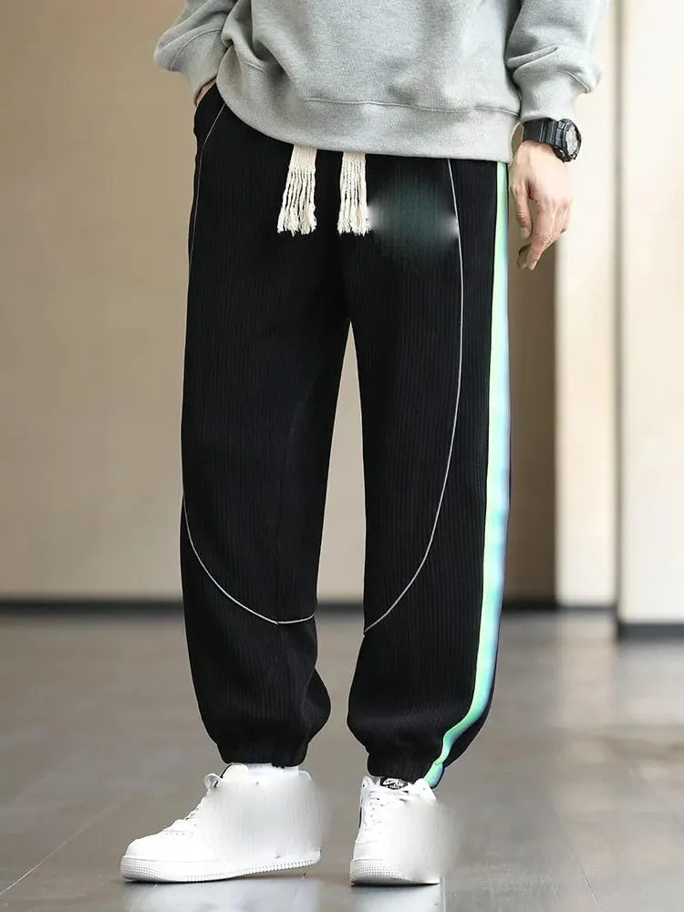 USTZFTBCL Men's Sweatpants Corduroy Joggers Gradient Color Streetwear Baggy Harem Pants Casual Jogger Trousers