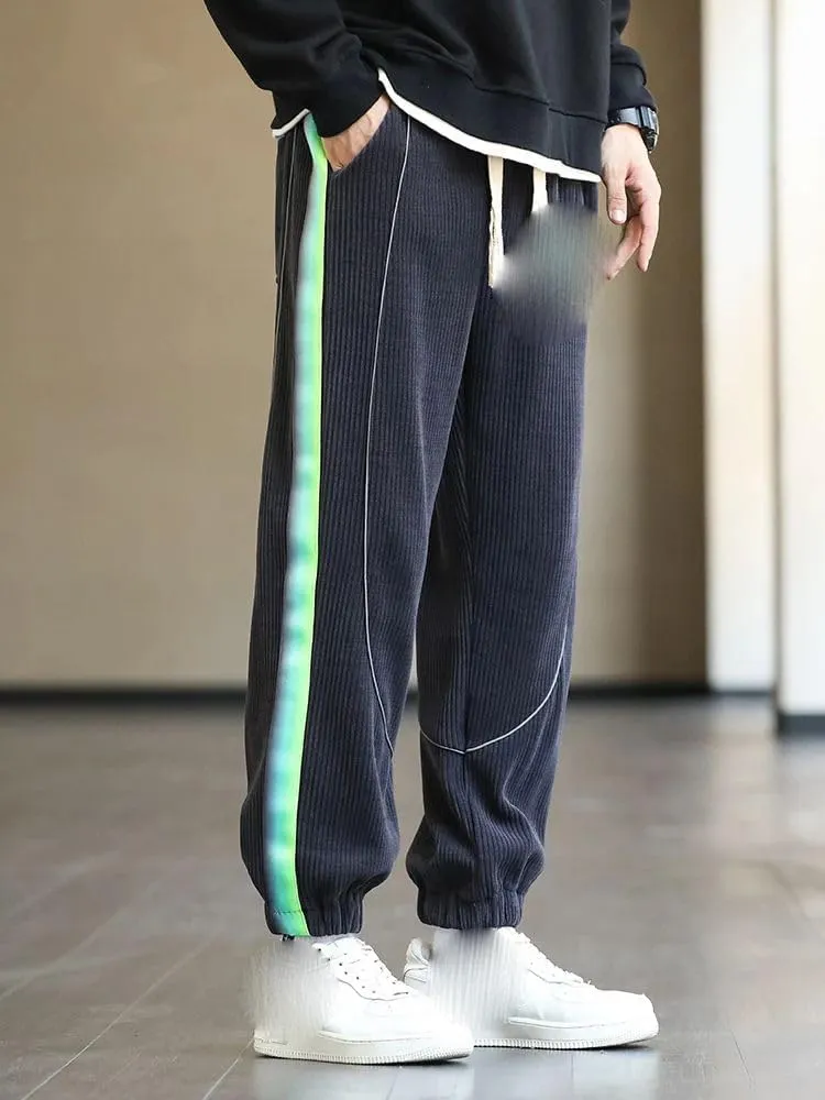 USTZFTBCL Men's Sweatpants Corduroy Joggers Gradient Color Streetwear Baggy Harem Pants Casual Jogger Trousers