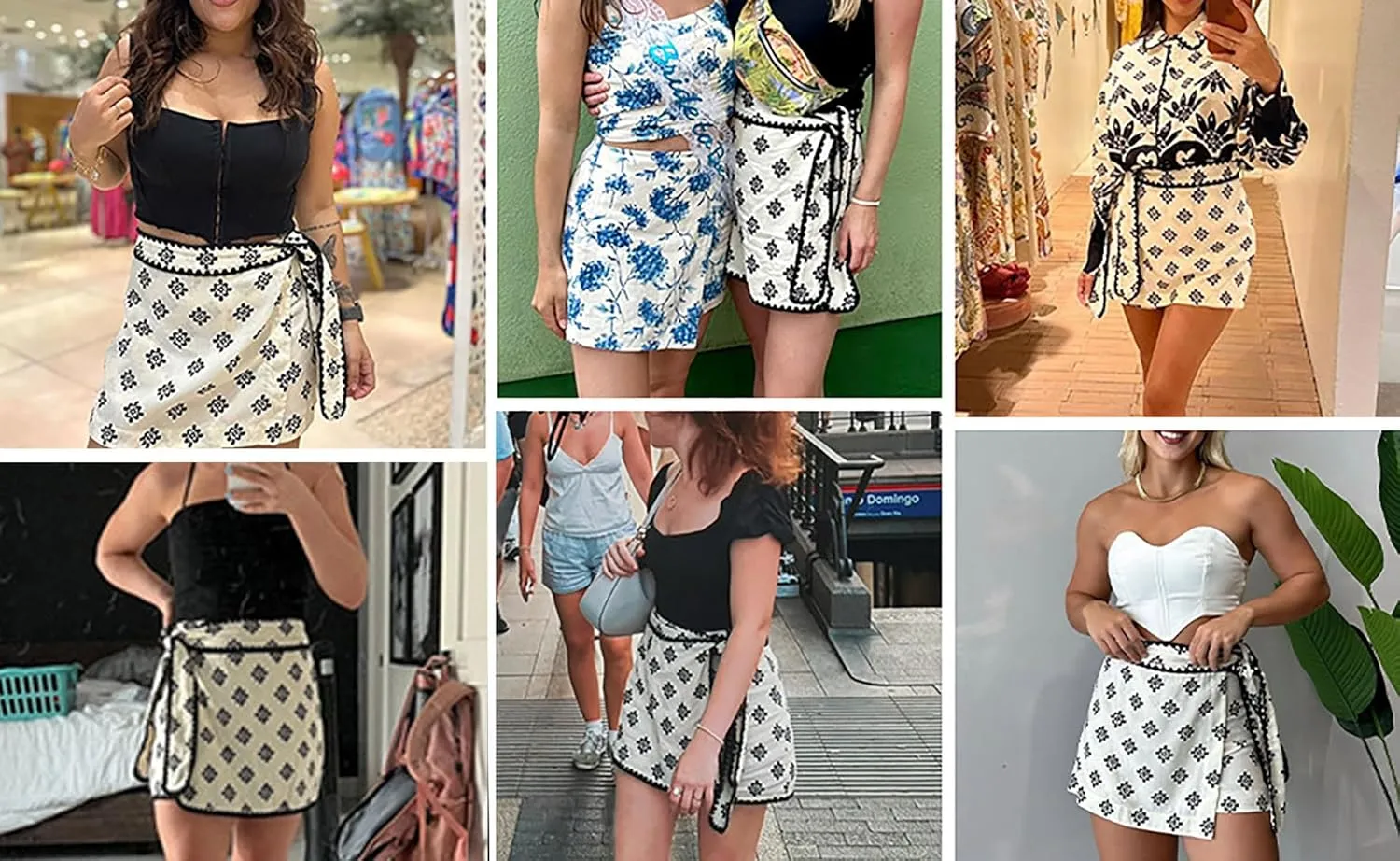 utcoco Women's Y2k Trendy Side Tie Knot Skort Skirts Summer Casual Wrapped Shorts Beach Boho Floral A Line Mini Skirt