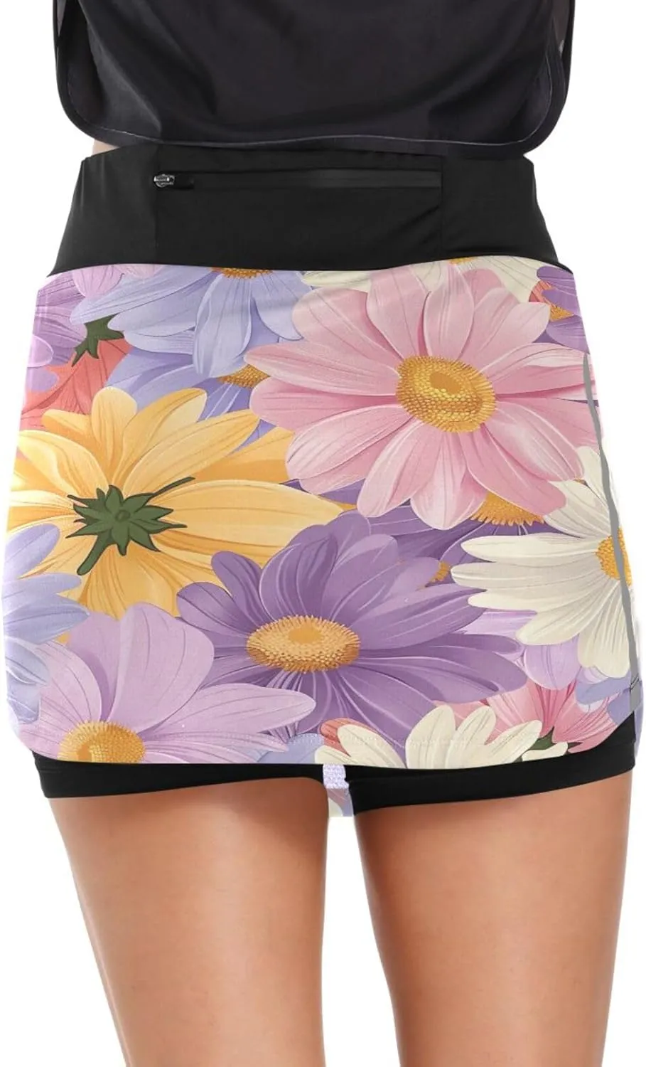 Wildflowers Botanical Ladies Skorts with Pockets High Waisted Womens Tennis Shorts, Mini Skirt