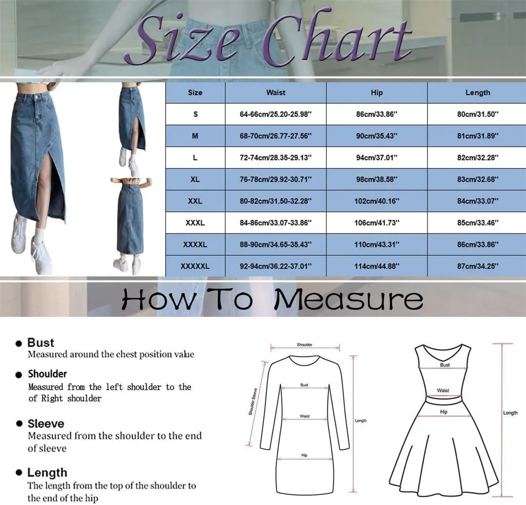 Women High Waisted Denim Skirt Summer Asymmetrical Split Hem Slimming Midi Long Pencil Skirt