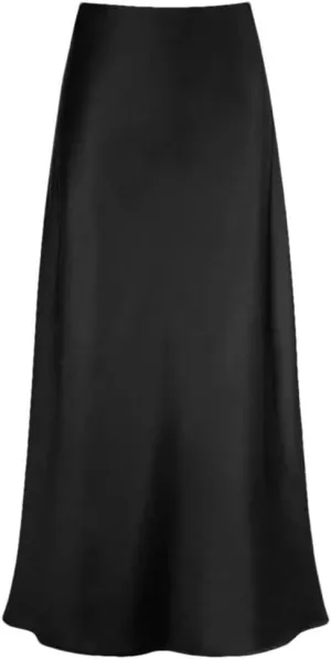 Women Silk Satin Skirts Solid Color High Waist A-Line Skirt Office Lady Casual Work Pencil Skirt