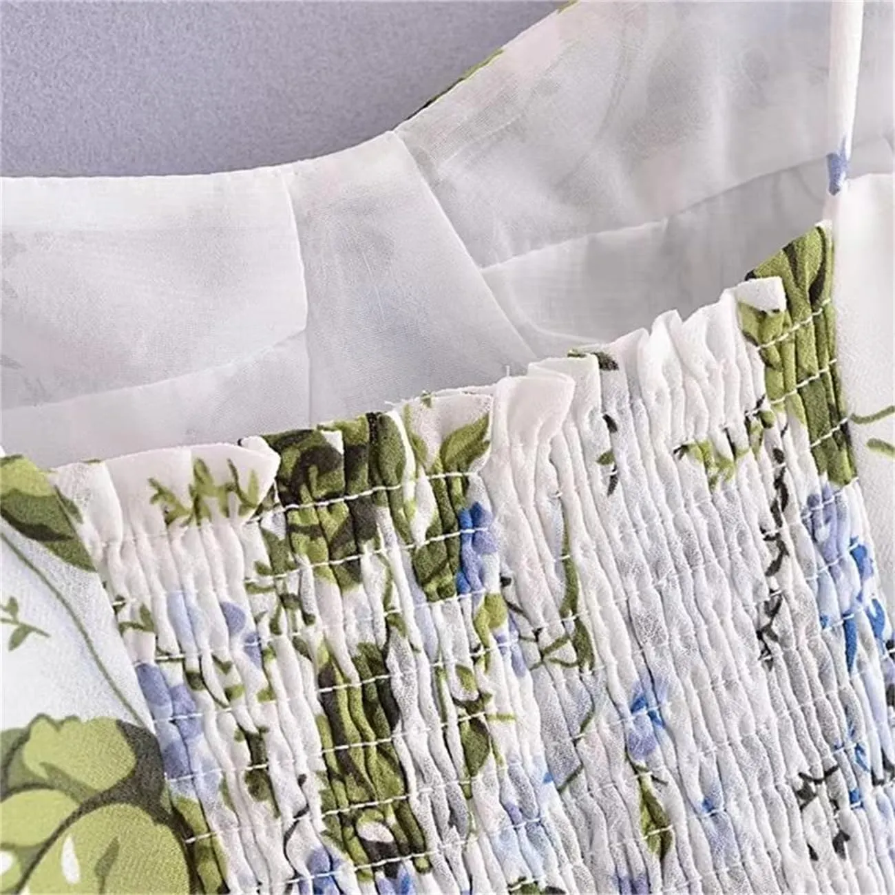 Women Summer Garden Flower Print Halter Vest Camisole with Stretch Lace-Up Patchwork Top