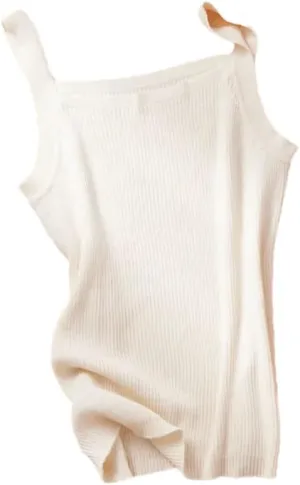 Women's Cotton Camisole Vest Wide Shoulder Straps Bottom Top Solid Sleeveless Tank