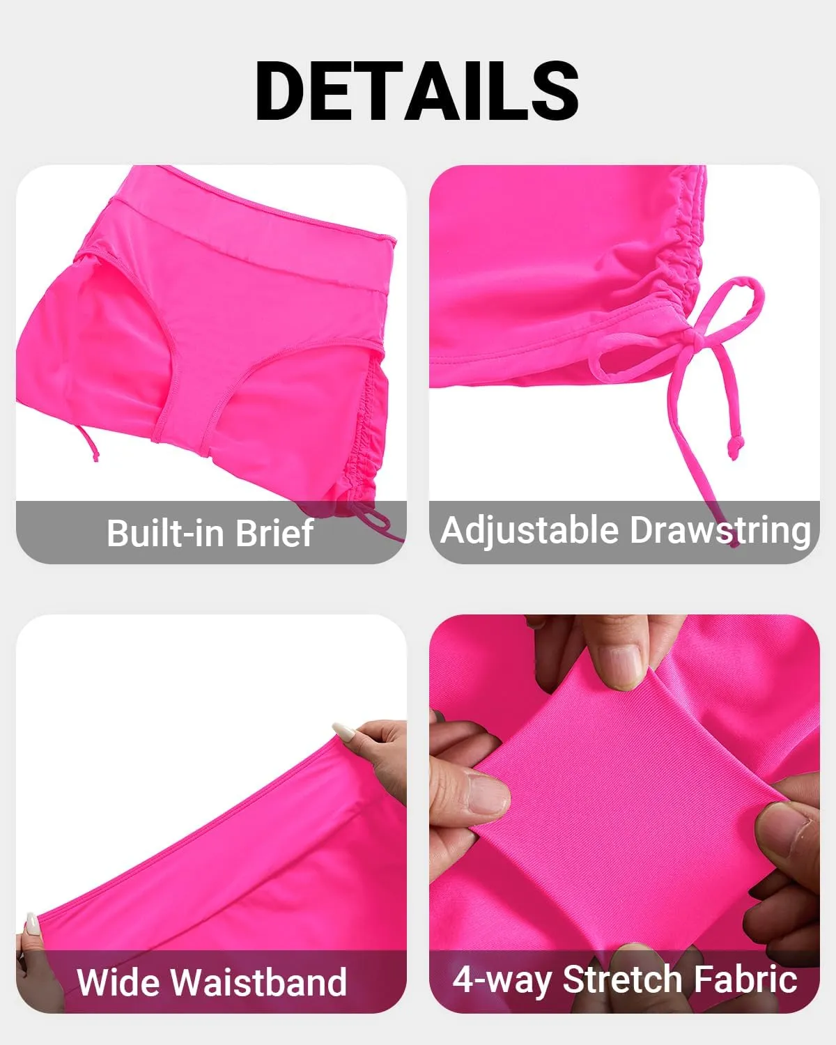 Womens High Waisted Swim Skirt - Drawstring Bathing Suit Skirt Tummy Control Swimsuit Bottoms with Built-in Panty 2025