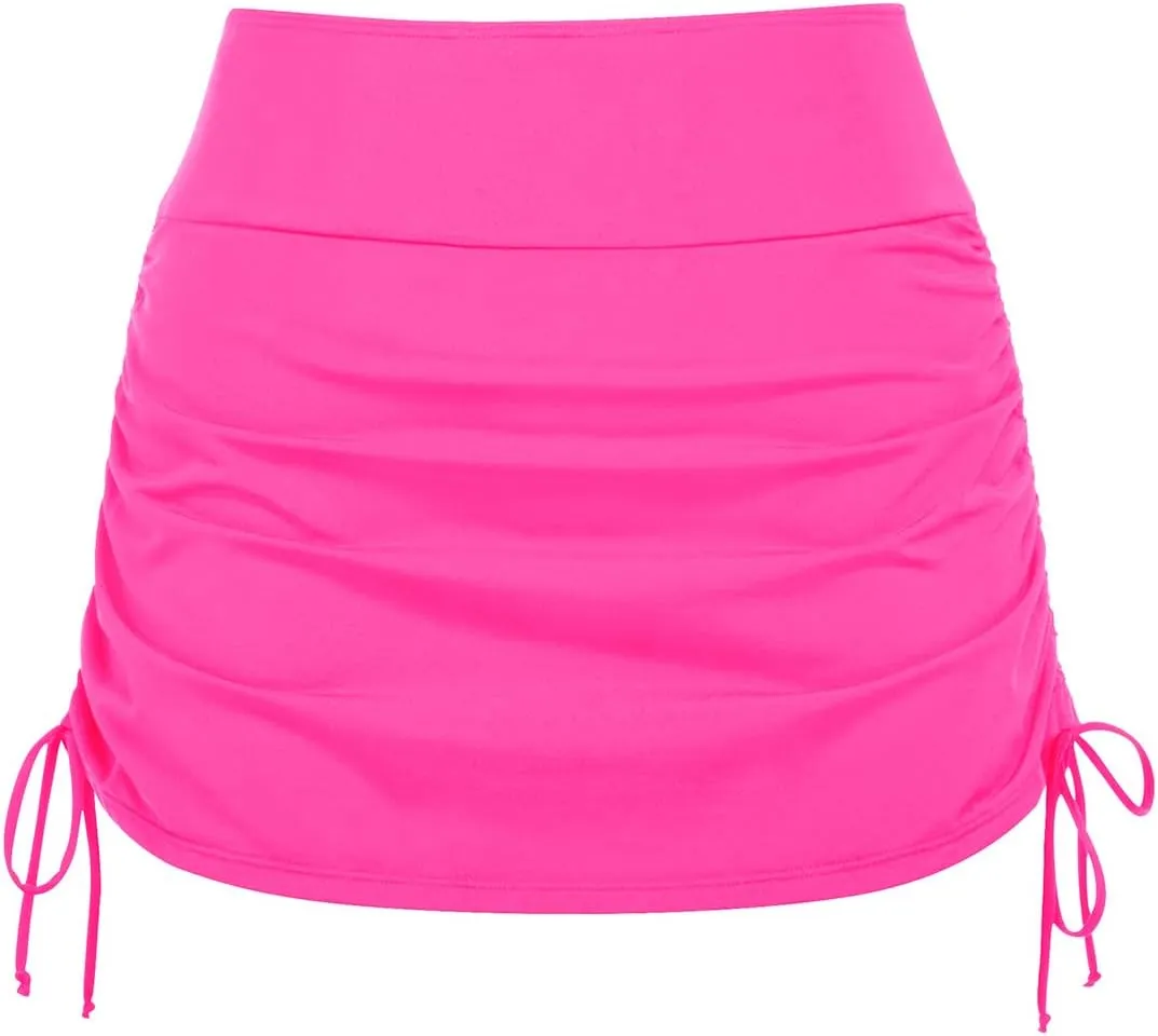Womens High Waisted Swim Skirt - Drawstring Bathing Suit Skirt Tummy Control Swimsuit Bottoms with Built-in Panty 2025