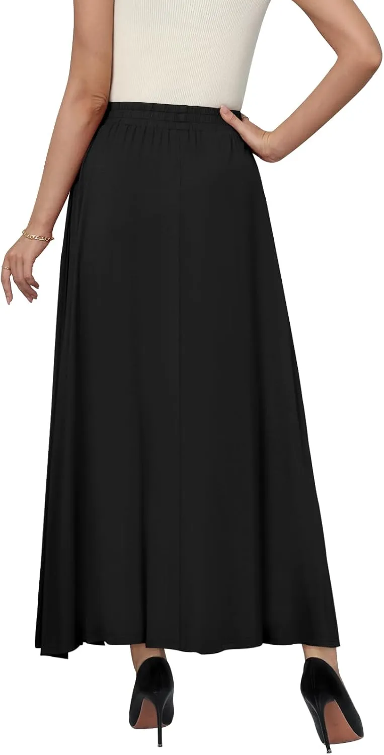 Women's Maxi Skirt Flowy High Waisted Casual Long Skirts with Pockets