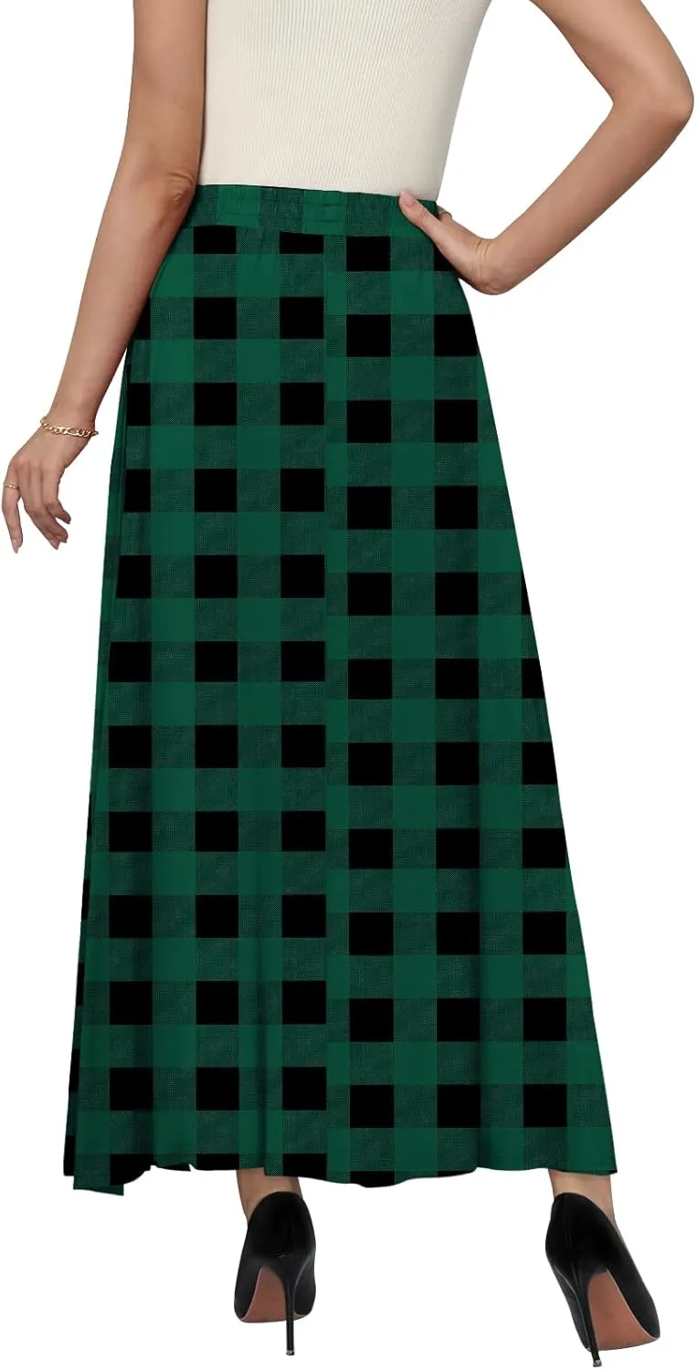 Women's Maxi Skirt Flowy High Waisted Casual Long Skirts with Pockets