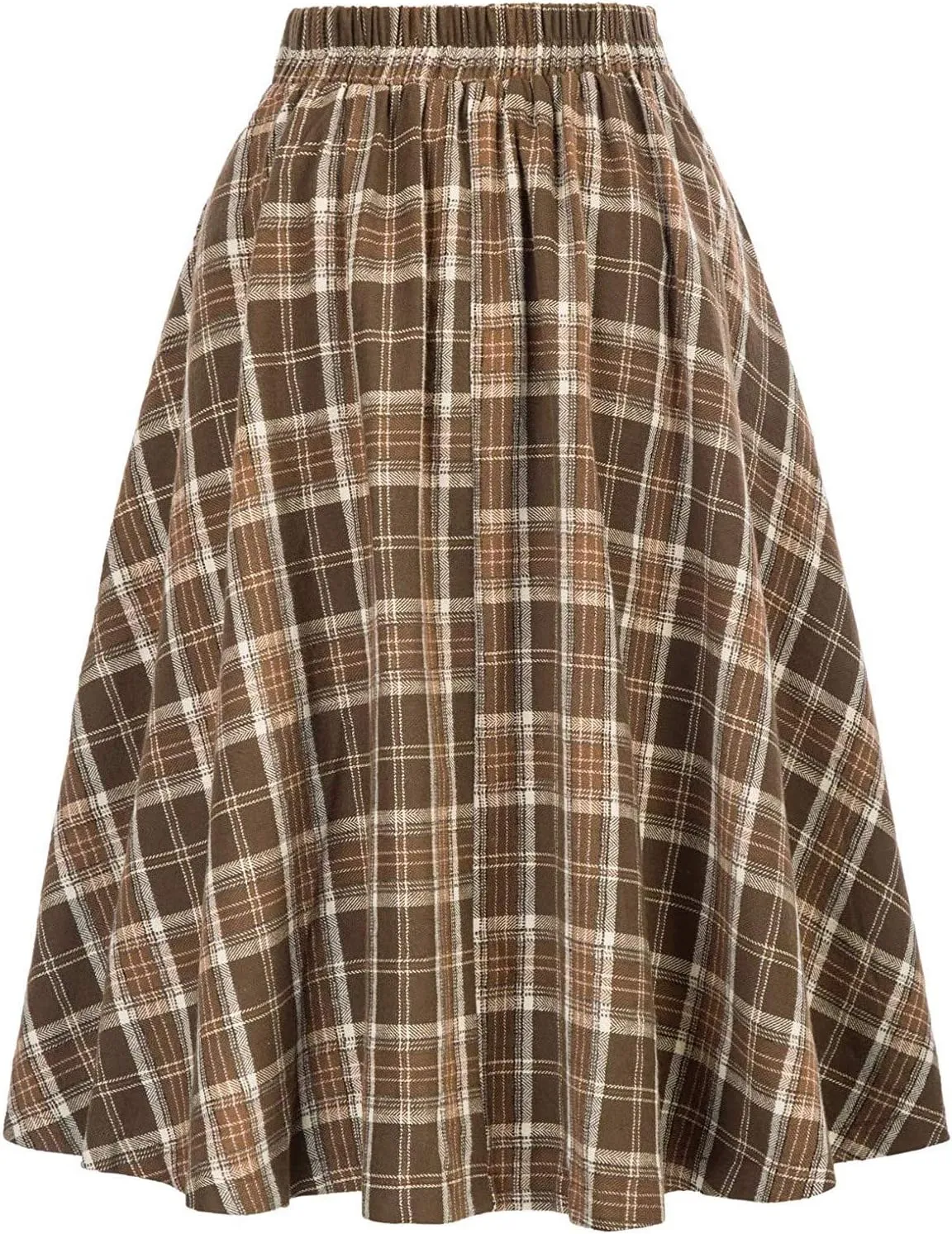 Womens Plaid Skirt for Womens High Waist Aline Pleated Midi Skirts Vintage Skirts A Line Pleated Skirt