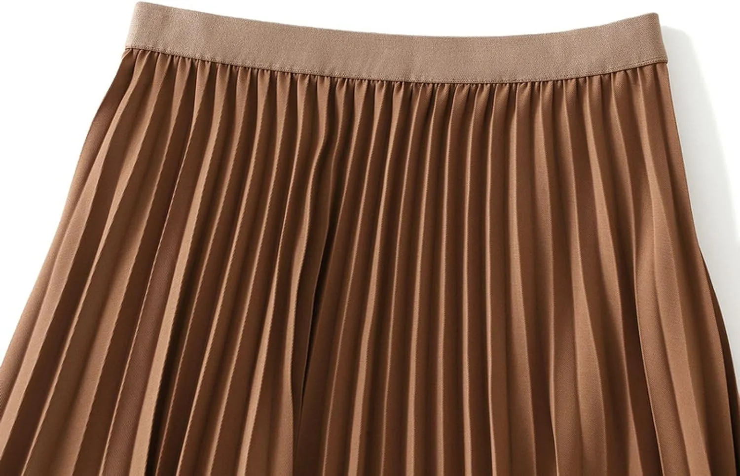 Women's Pleated A-Line Midi Skirts High Waisted Shirring Skirt for Casual and Formal Occasions