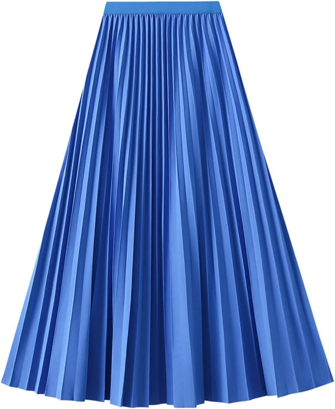 Women's Pleated A-Line Midi Skirts High Waisted Shirring Skirt for Casual and Formal Occasions