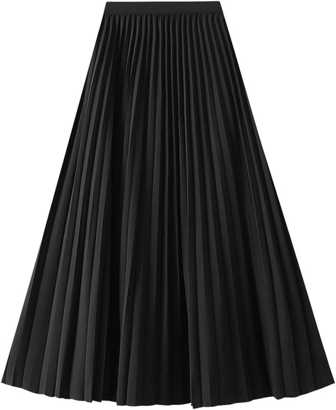 Women's Pleated A-Line Midi Skirts High Waisted Shirring Skirt for Casual and Formal Occasions