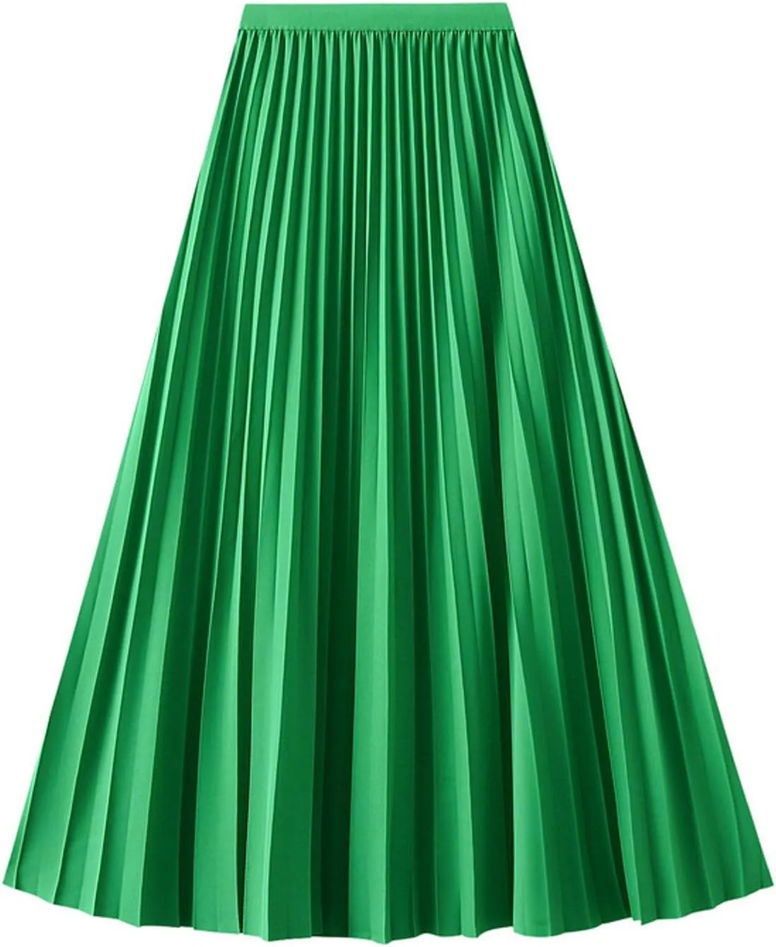 Women's Pleated A-Line Midi Skirts High Waisted Shirring Skirt for Casual and Formal Occasions