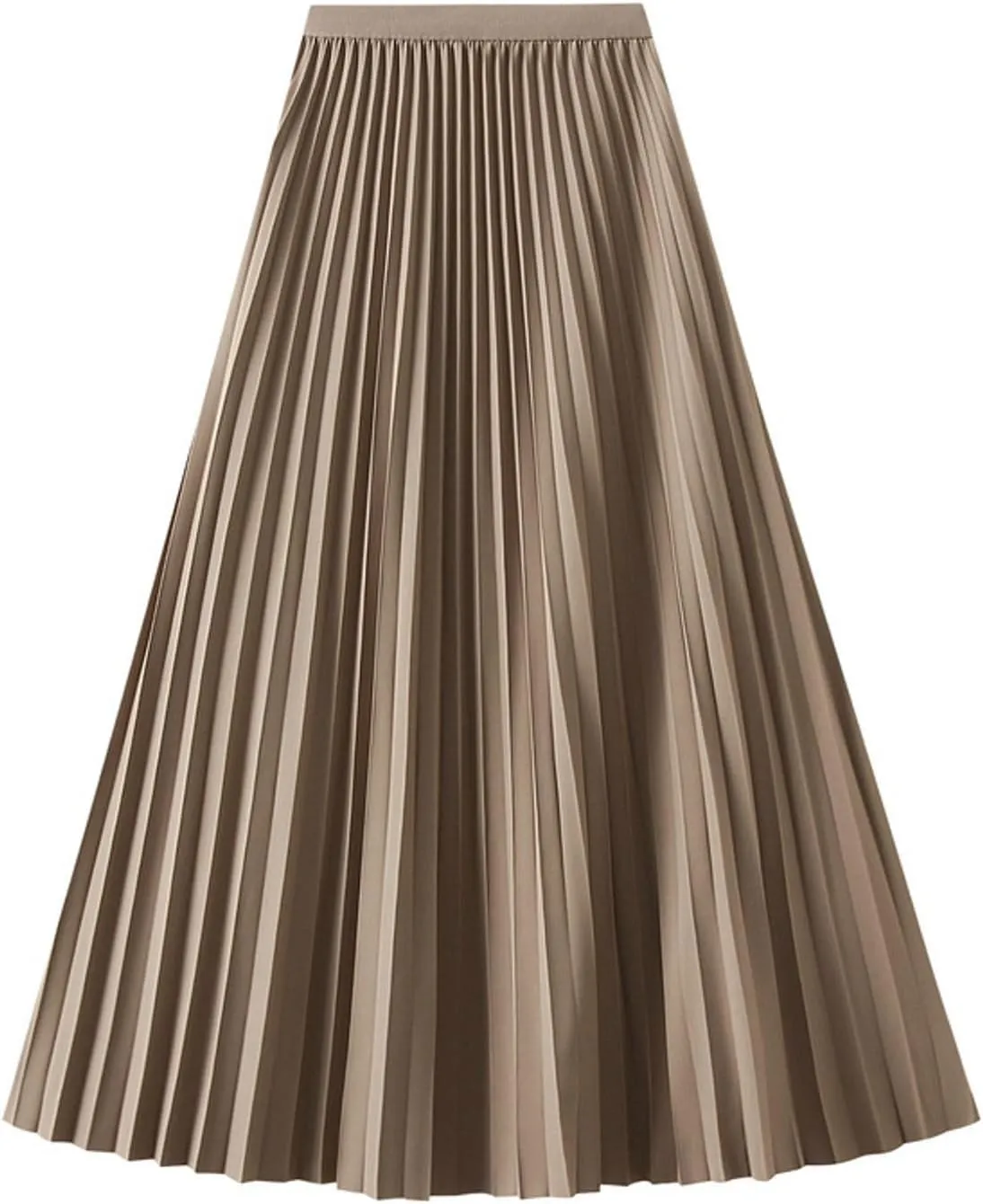 Women's Pleated A-Line Midi Skirts High Waisted Shirring Skirt for Casual and Formal Occasions