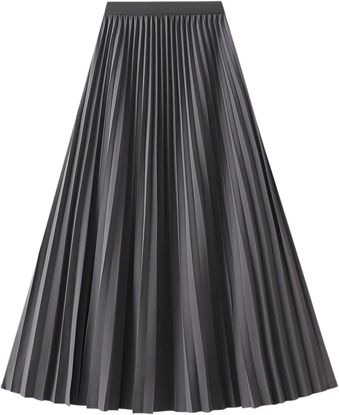 Women's Pleated A-Line Midi Skirts High Waisted Shirring Skirt for Casual and Formal Occasions