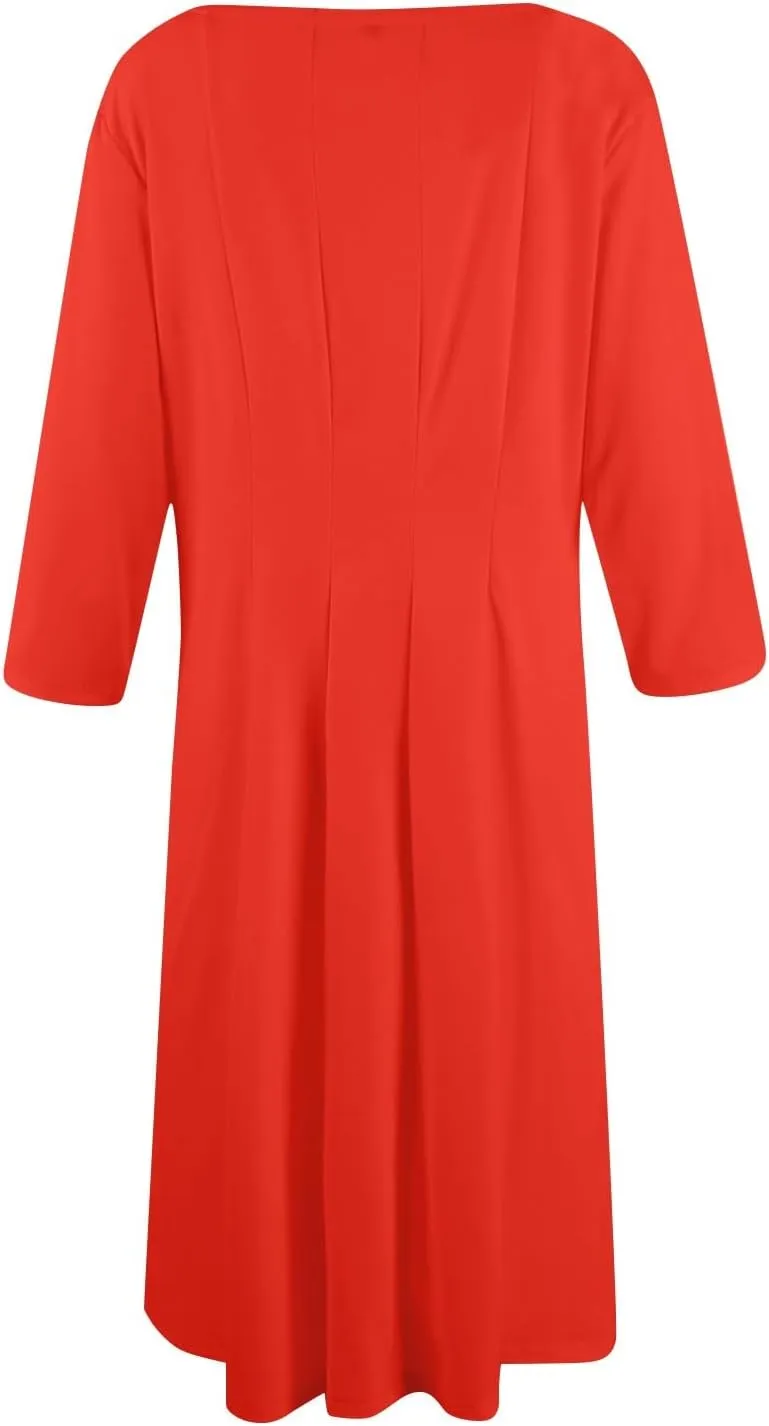 Womens Summer Dresses Summer Flowy Beach 3/4 Sleeve Dress Aline Casual Tshirt Dress Floral Midi Dresses with Pockets