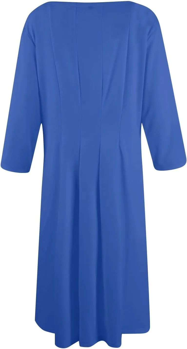 Womens Summer Dresses Summer Flowy Beach 3/4 Sleeve Dress Aline Casual Tshirt Dress Floral Midi Dresses with Pockets