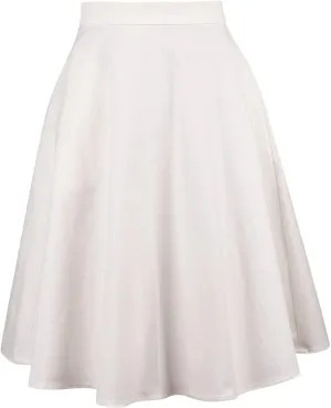 YARN & INK Women's Cotton Midi Skirts Trendy 1950s Vintage Casual A-line Swing Skirt 50s with Pockets Spring Fall